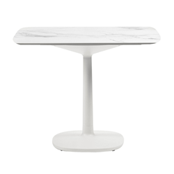 KARTELL table MULTIPLO avec plateau carré 118 cm arrondie et grande base carrée