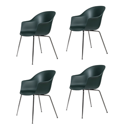GUBI set de 4 chaises avec accoudoirs BAT DINING CHAIR base chrome noir