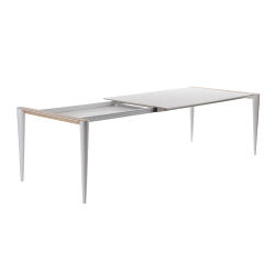 HORM table extensible à rallonge rectangulaire BOLERO avec plateau en Fenix blanc
