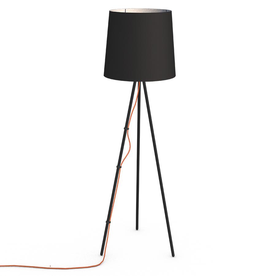 Lampadaire design LED tripod avec abat-jour en tissu noir ou blanc