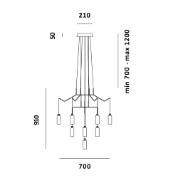 PRANDINA lampe à suspension CHAN BT6+AT3+T1