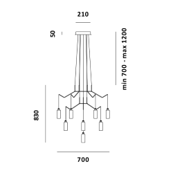 PRANDINA lampe à suspension CHAN BT6+BT3+T1