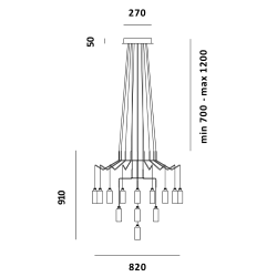 PRANDINA lampe à suspension CHAN BT9+AT3+T1