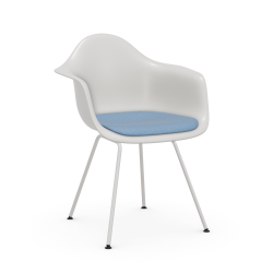 VITRA chaise fauteuil avec coussin et piètement blanche Eames Plastic Armchair DAX NOUVELLES DIMENSIONS