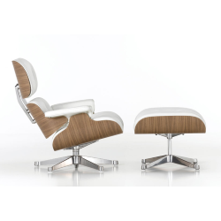 VITRA fauteuil cuir blanc EAMES LOUNGE CHAIR & OTTOMAN dimensions classiques