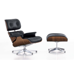 VITRA fauteuil cuir noir EAMES LOUNGE CHAIR & OTTOMAN dimensions classiques