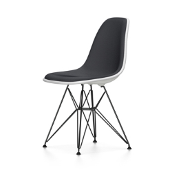 VITRA chaise avec rembourrage total et piètement noir Eames Plastic Side Chair DSR NOUVELLES DIMENSIONS