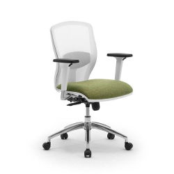 LEYFORM fauteuil de bureaus SPRINT RE avec accoudoirs réglables en hauteur, base en aluminium poli et pièces en plastique blanc