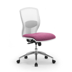 LEYFORM fauteuil de bureau SPRINT RE sans accoudoirs avec la base en aluminium poli et pièces en plastique blanc