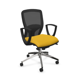 LEYFORM fauteuil de bureaus SPRINT RE avec accoudoirs fixe, base en aluminium poli et pièces en plastique noir