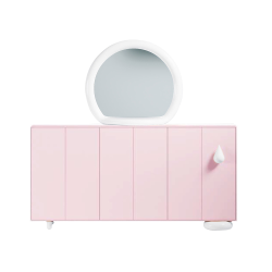 DRIADE buffet FREEZE ME ROSE POUDRE avec miroir poignée et pieds BLANC POLI