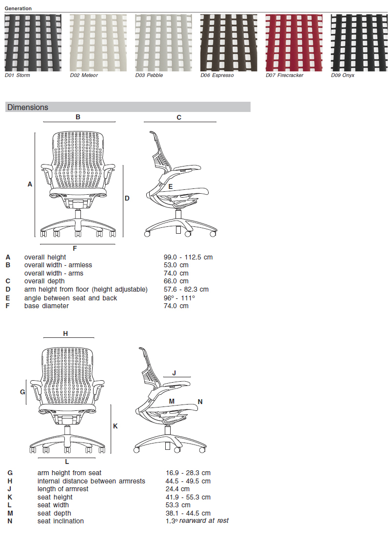 KNOLL chaise de bureau à roulettes GENERATION avec accoudoirs et